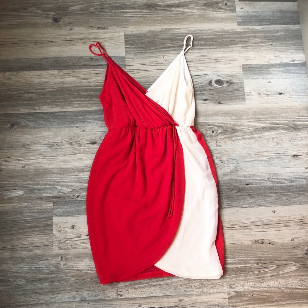 Red and white dress